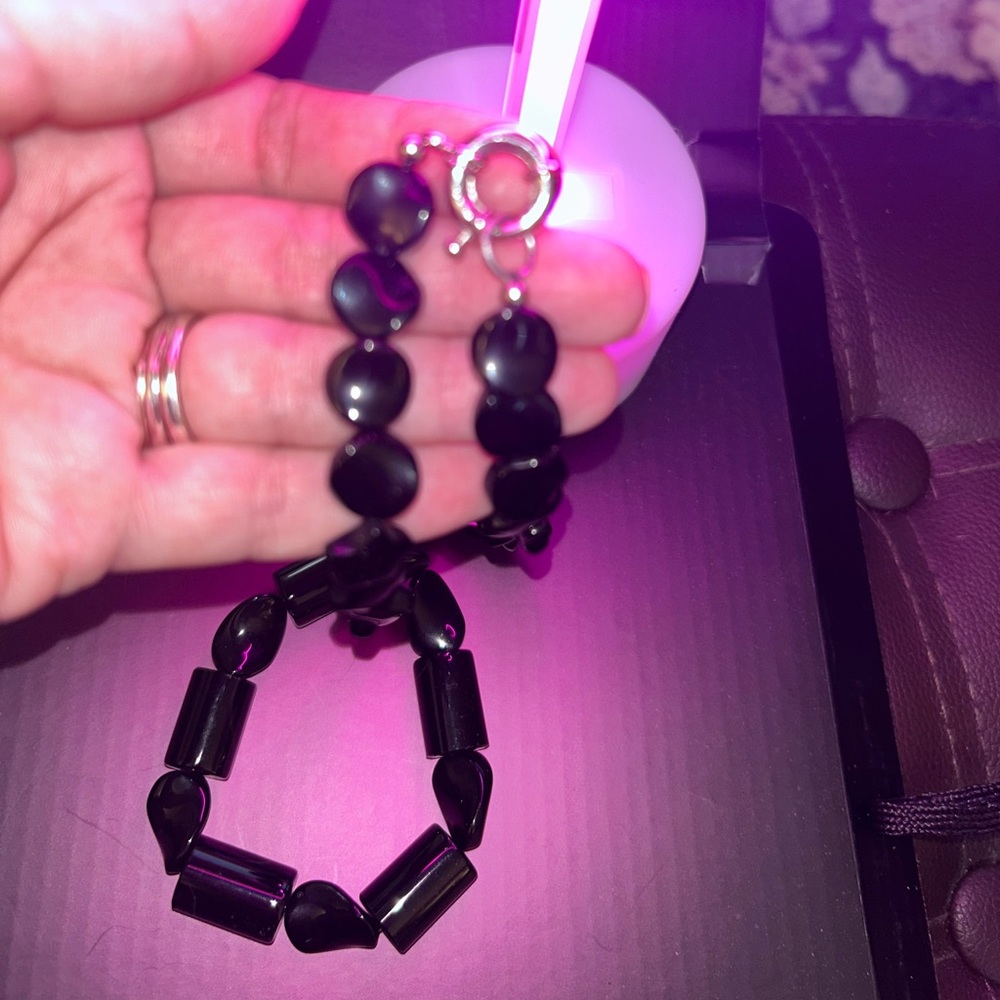 New Black Agate, Black Obsidian Necklace
(20 Inches) in Platinum Bond 139.00 ctw